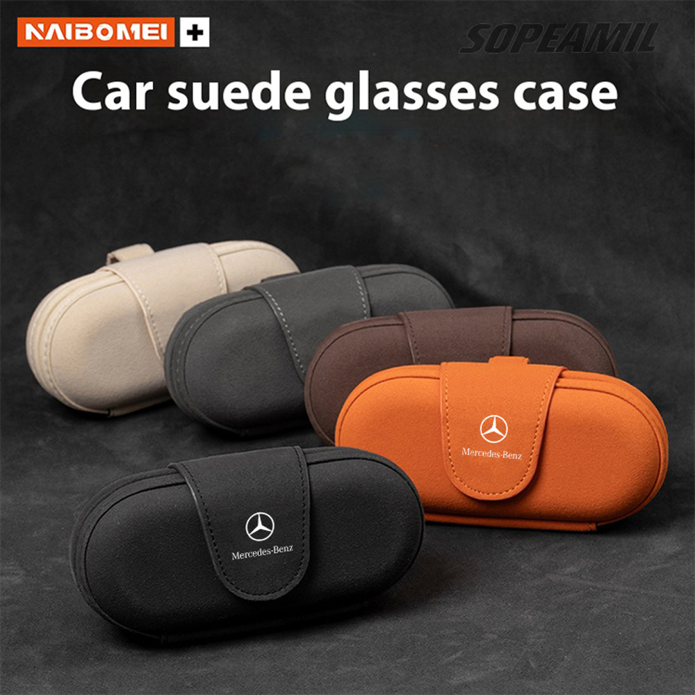 Premium Car Eyeglasses Storage Box,Suede Visor Clip Organizer for Mercedes Benz Models & Universal Fit Vehicles