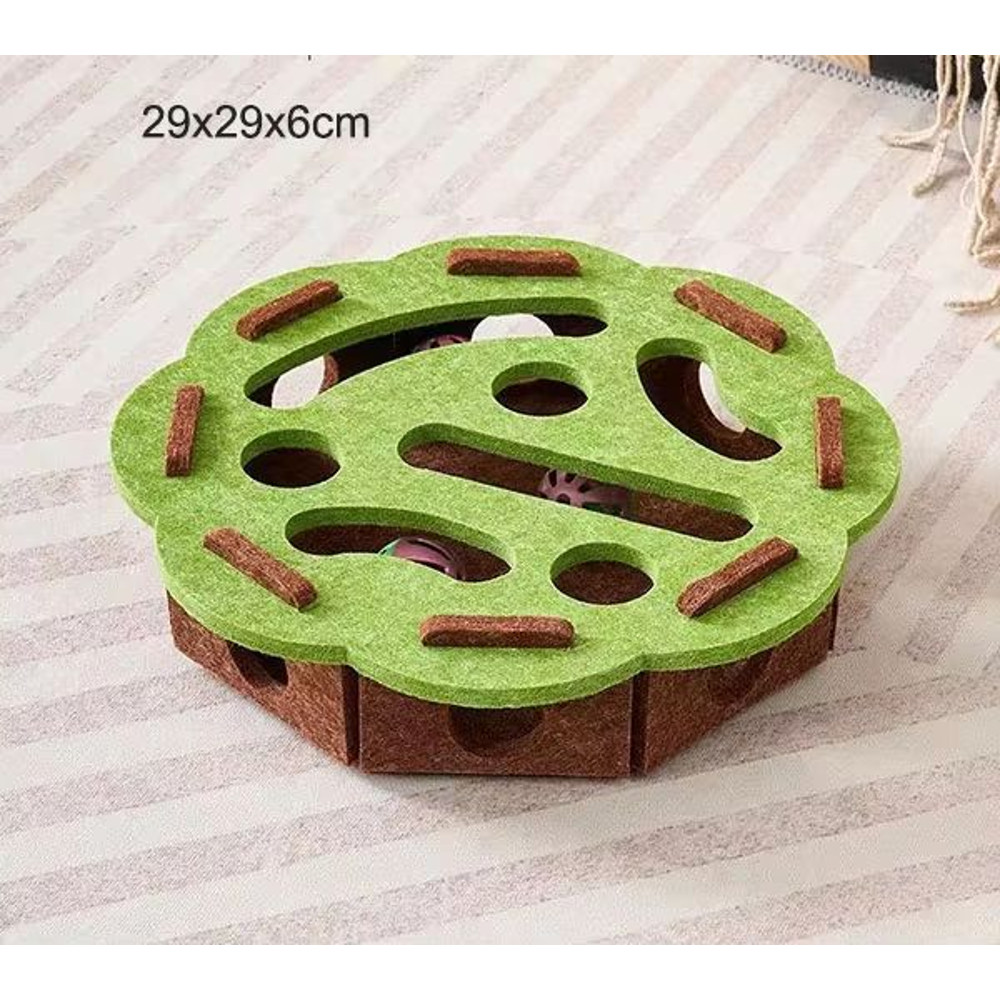 Pet Cat Puzzle Maze Holes Toys Felt Box With Bell Ball Interactive Funny Combination Set For Kitten 7