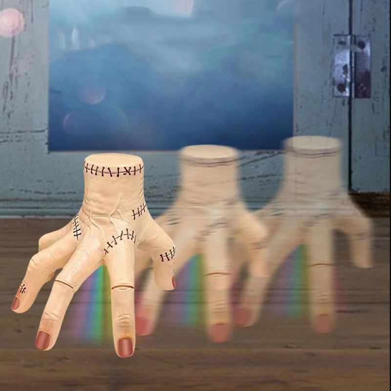 Halloween Horror Props Electric Crawling Broken Hands Wednesday Thing Hand Latex Figurine Home Desktop Decor Party Costu
