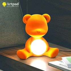 teddy bear night light lamp with eye care tech,adorable nordic desk lamp for kids bedroom,nursery decor &bedside reading