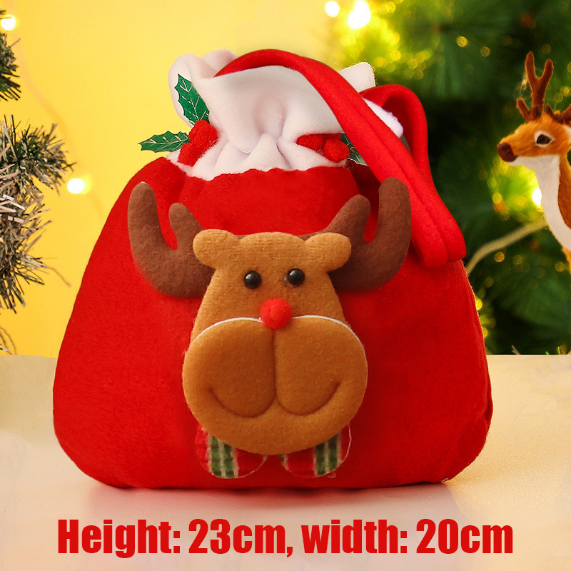 Christmas Gift Bags Drawstring Set,4Pcs Flannel Santa Sack Candy Pouches for Children's Gifts,Holiday Gift Wrapping