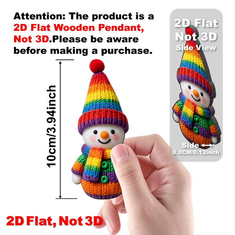 Color-Coded Knitted-Style Snowman, Wooden Ornaments, Christmas Tree Pendants, Wall Decor, Party Favors and Gifts