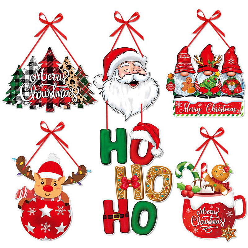 Christmas Door Hanger Snowman And Santa Claus Ornament Holiday Home Decoration Xmas Tree Hanging Pe 1