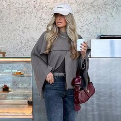 cape coat women scarf collar ponchos women shawl long sleeve winter woman knitted for women