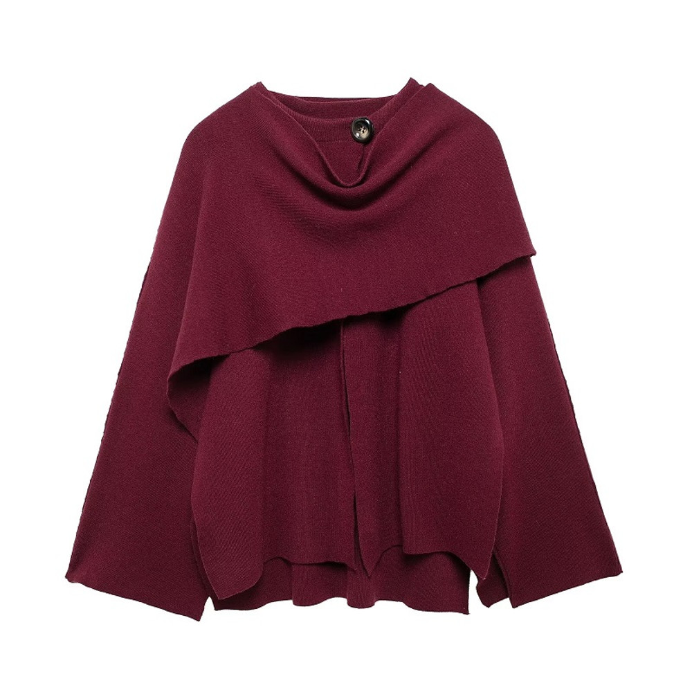Cape Coat Women Scarf Collar Ponchos Women Shawl Long Sleeve Winter Woman Knitted For Women 5