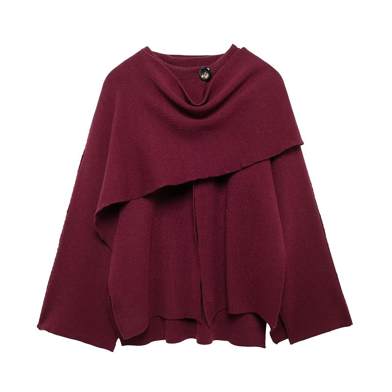 Cape Coat Women Scarf Collar Ponchos Women Shawl Long Sleeve Winter Woman Knitted For Women 5