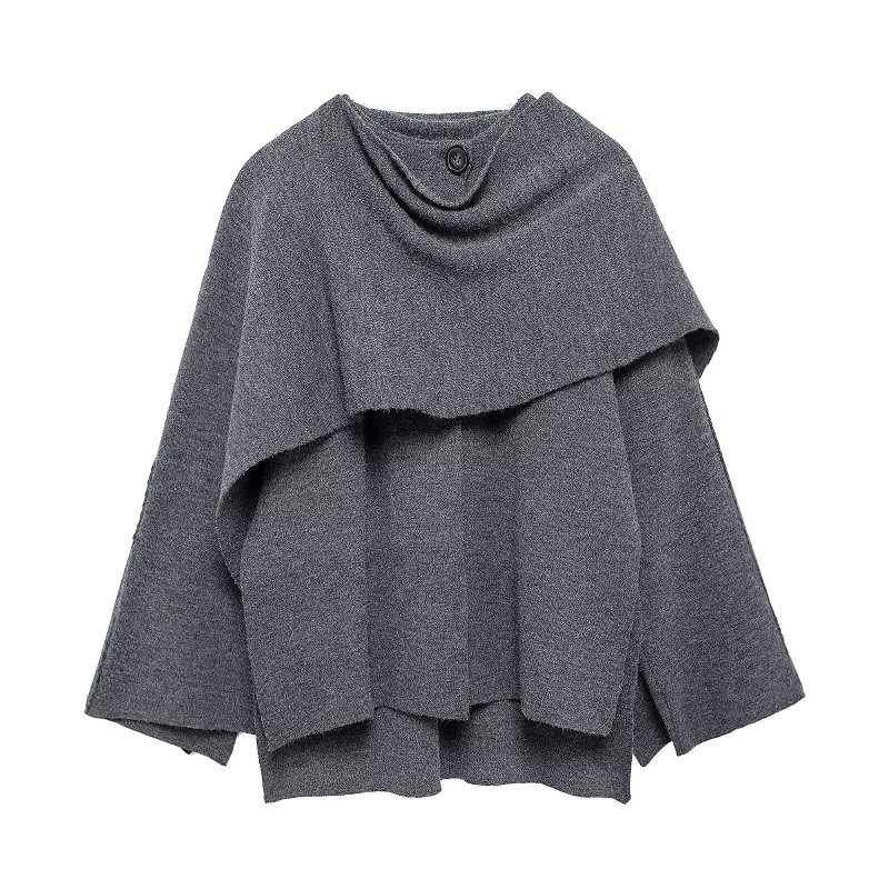Cape Coat Women Scarf Collar Ponchos Women Shawl Long Sleeve Winter Woman Knitted For Women 6