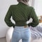 Autumn Winter Women Casual Hollow Out Long Sleeve Knitted Sweater, Crop Top Pullover, Cosy Knitwear for Fall Outfits