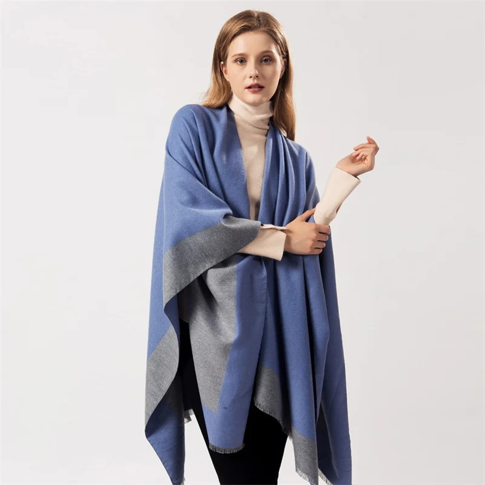 Winter Fashion Poncho Women, Imitation Cashmere Capes, Warm Shawls Wraps