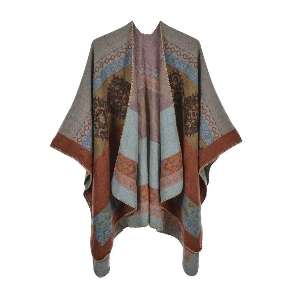 Winter Fashion Poncho Women, Imitation Cashmere Capes, Warm Shawls Wraps