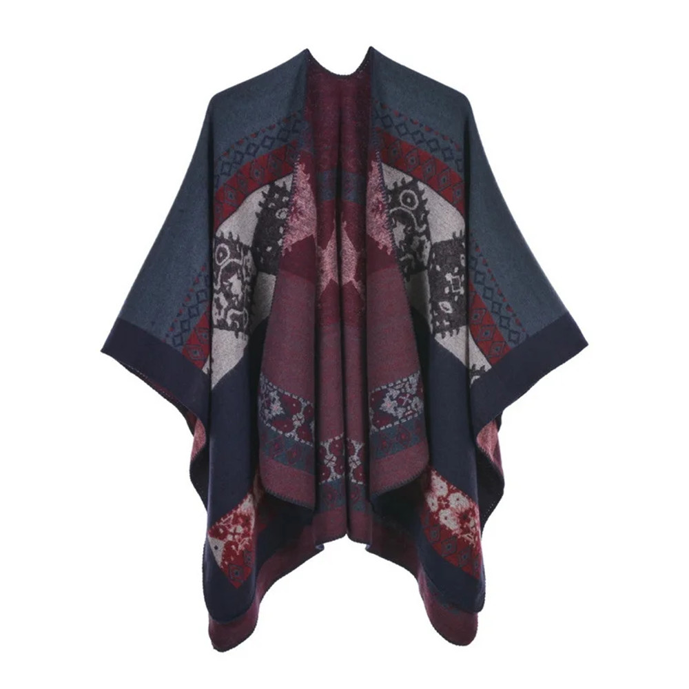 Winter Fashion Poncho Women, Imitation Cashmere Capes, Warm Shawls Wraps
