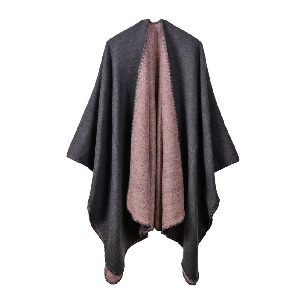 Winter Fashion Poncho Women, Imitation Cashmere Capes, Warm Shawls Wraps