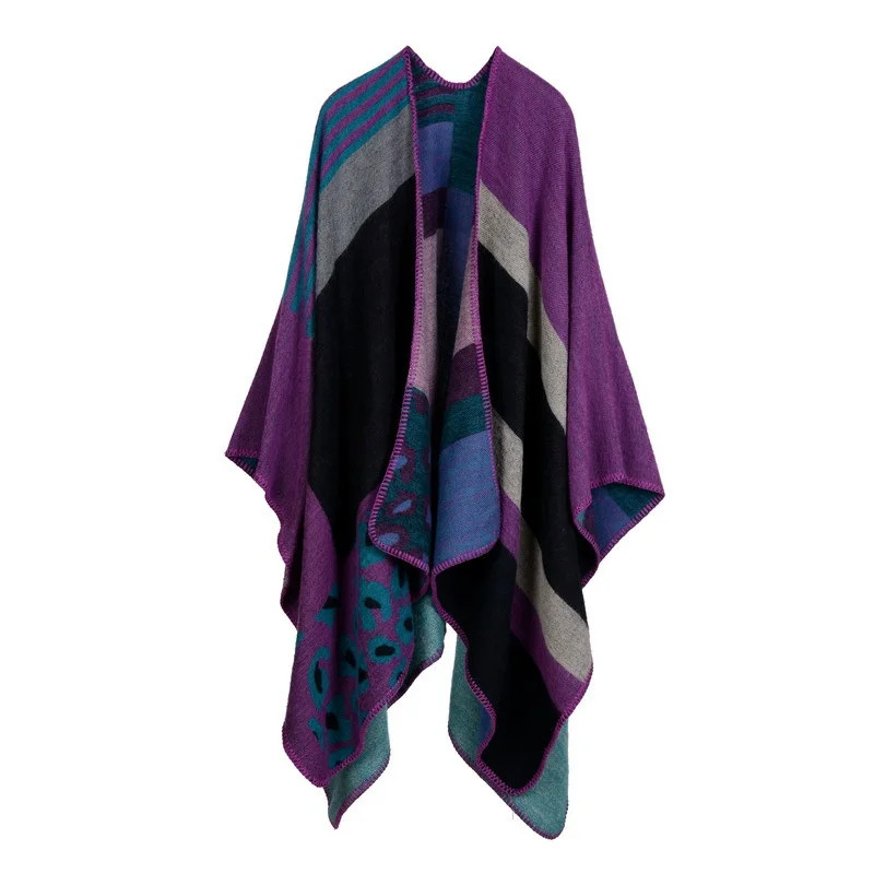 Winter Fashion Poncho Women, Imitation Cashmere Capes, Warm Shawls Wraps