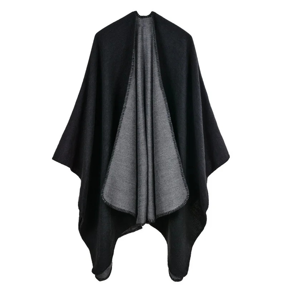 Winter Fashion Poncho Women, Imitation Cashmere Capes, Warm Shawls Wraps