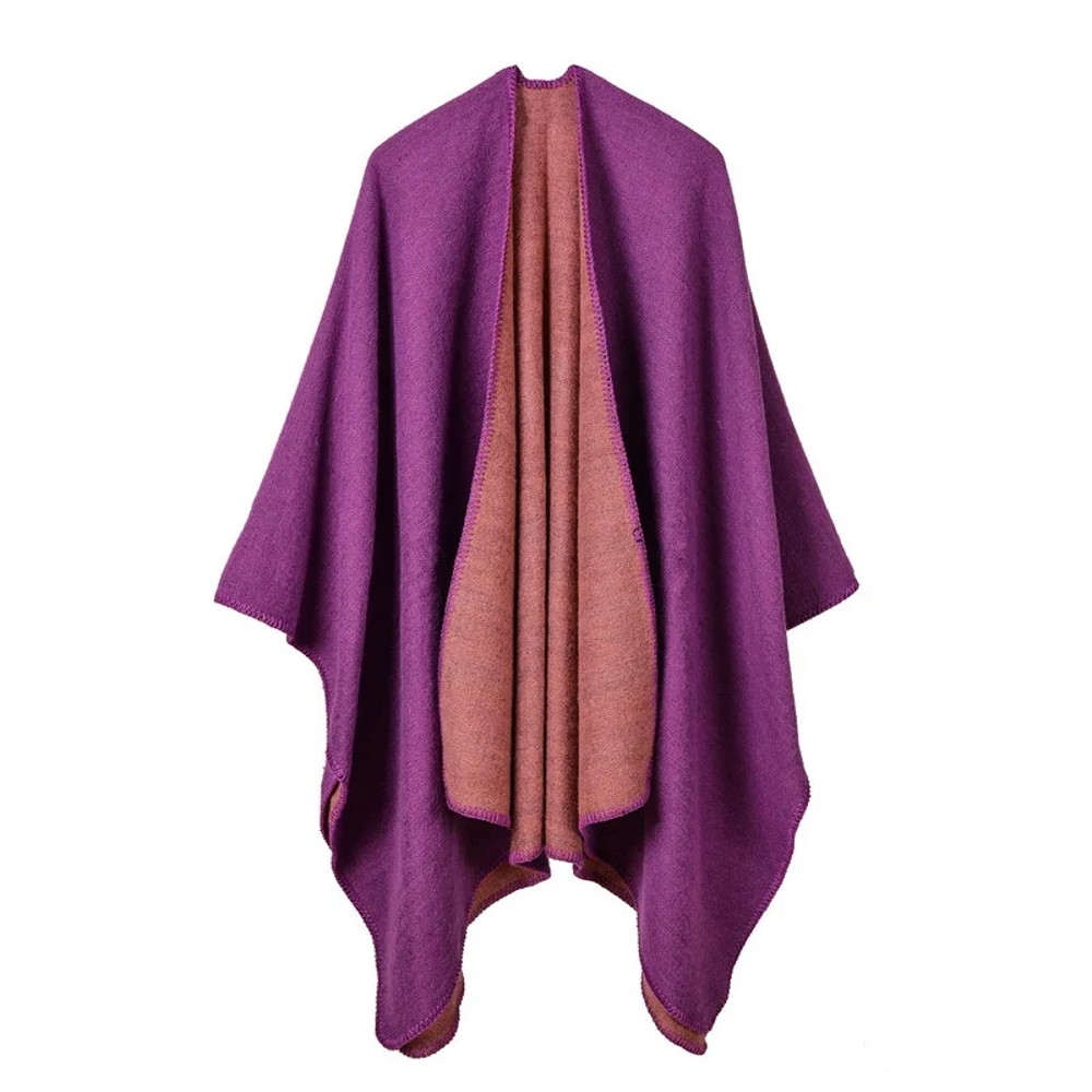 Winter Fashion Poncho Women, Imitation Cashmere Capes, Warm Shawls Wraps