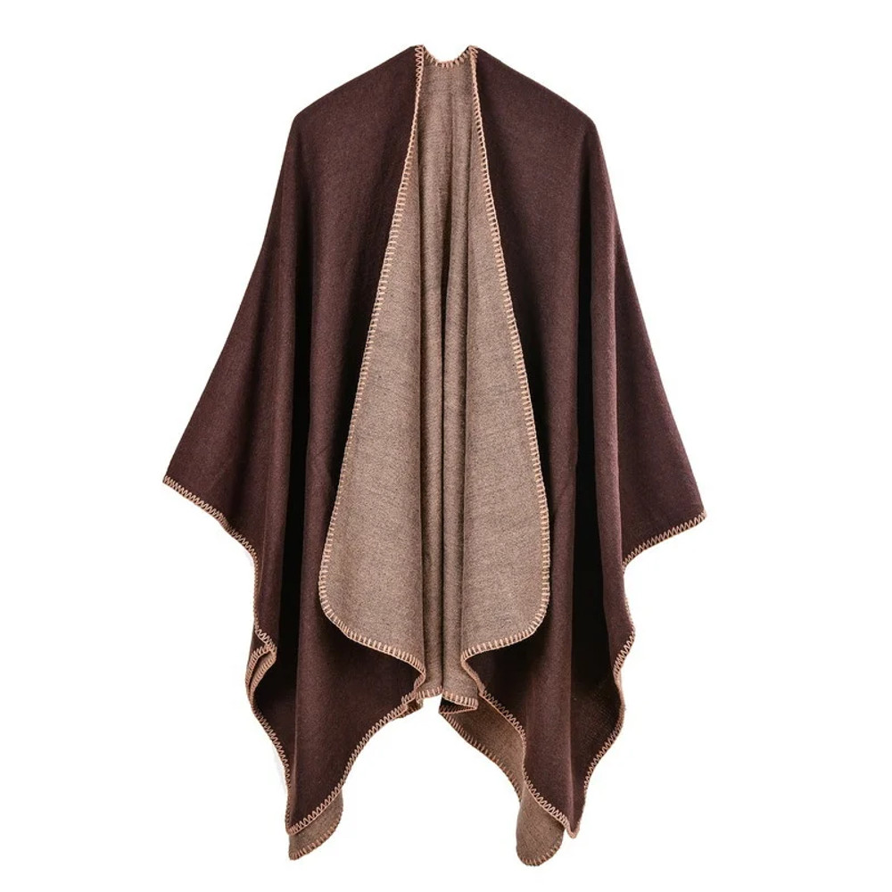 Winter Fashion Poncho Women, Imitation Cashmere Capes, Warm Shawls Wraps