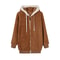 New Style Loose Plush Autumn Winter Zipper Hooded Jacket Woman