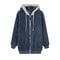 New Style Loose Plush Autumn Winter Zipper Hooded Jacket Woman