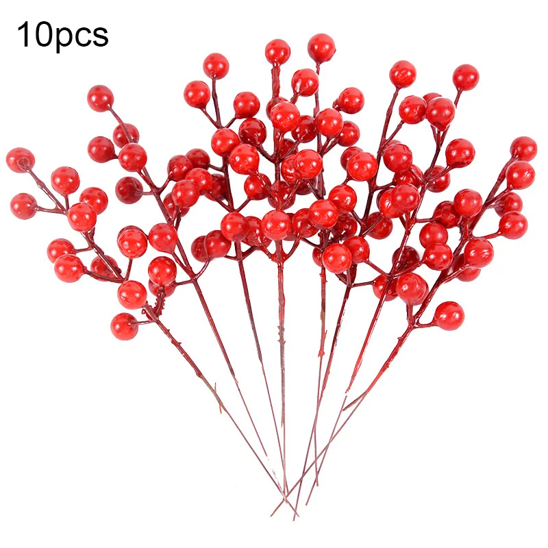 Berry Stems Christmas Tree Ornaments, Artificial Fruit Snow Frosted Red, DIY Crafts Wedding Decor New Year Decoration