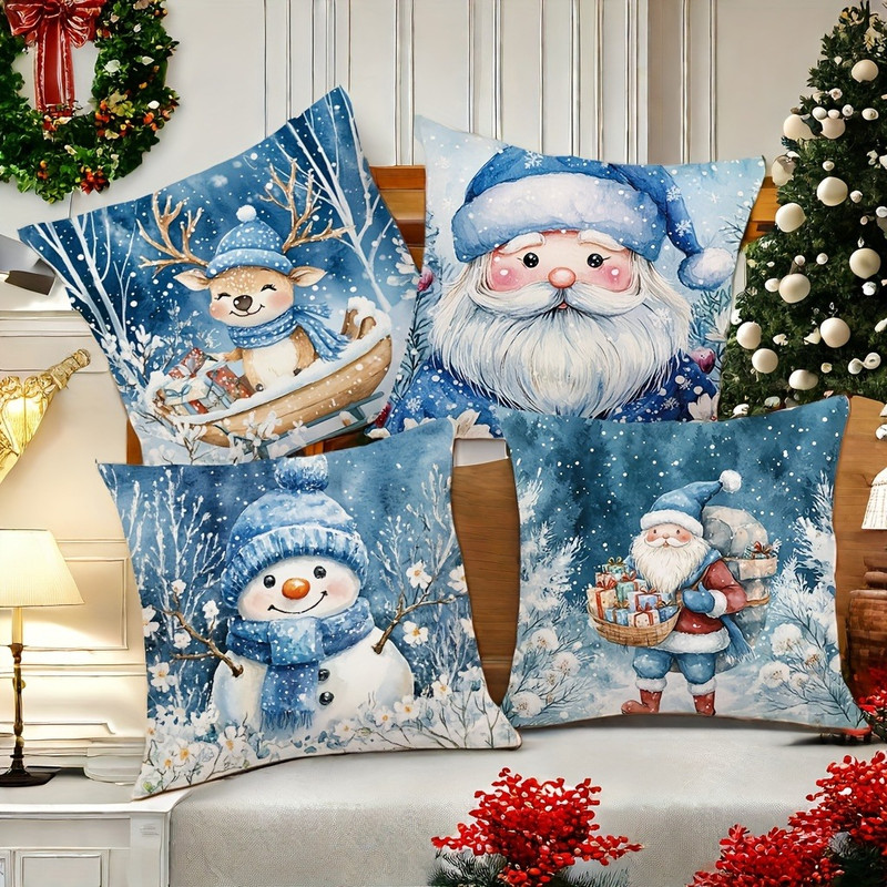 Christmas decoration pillowcase cute Santa Claus Snowman fawn pillow cover Sofa cushion cover home decoration gift