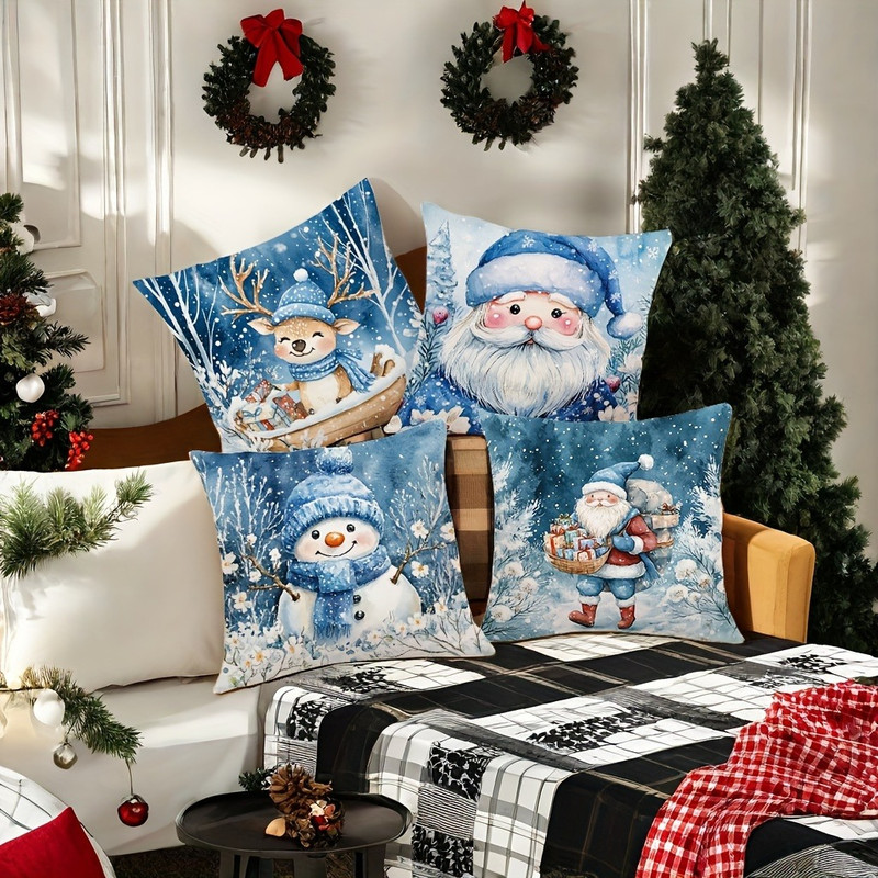 Christmas decoration pillowcase cute Santa Claus Snowman fawn pillow cover Sofa cushion cover home decoration gift