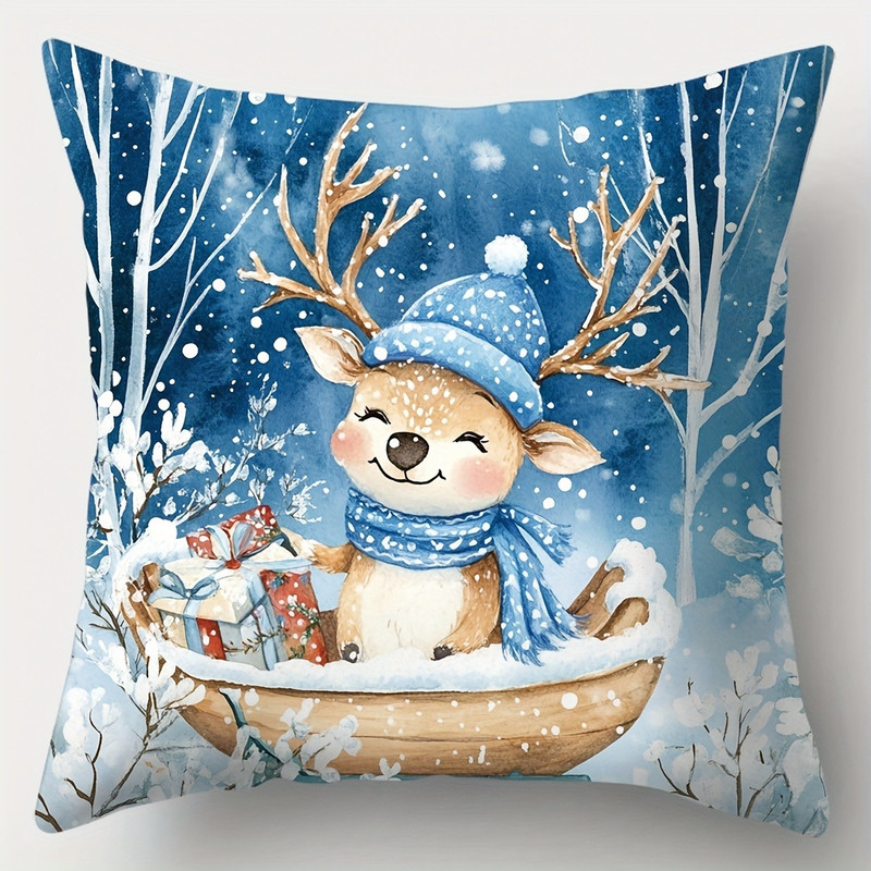 Christmas decoration pillowcase cute Santa Claus Snowman fawn pillow cover Sofa cushion cover home decoration gift