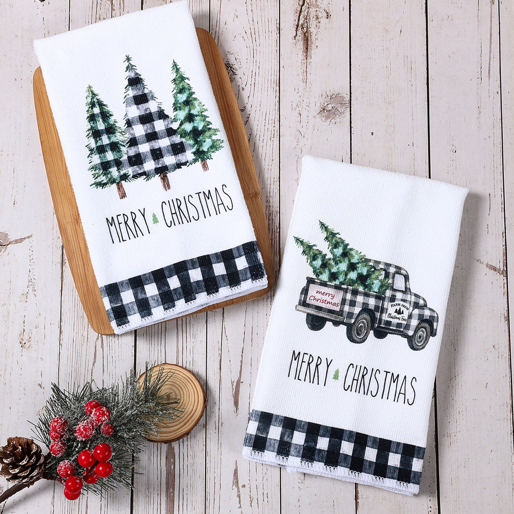 Merry Christmas Party Decoration Towels, Navidad Natal New Year Gift, Christmas Kitchen Towels Santa Claus Dish Towel
