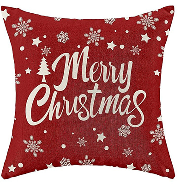 Red Christmas Pillowcase, Farmhouse Snowflake Pillow Cover, Christmas Linen Cushion, Sofa Home Decoration