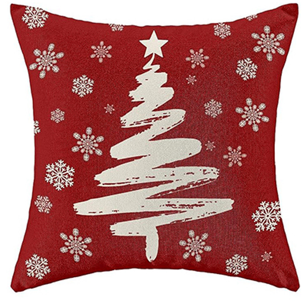 Red Christmas Pillowcase, Farmhouse Snowflake Pillow Cover, Christmas Linen Cushion, Sofa Home Decoration