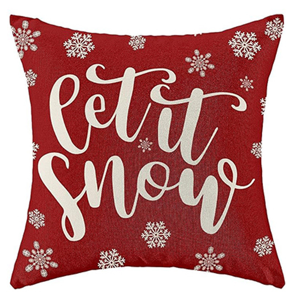 Red Christmas Pillowcase, Farmhouse Snowflake Pillow Cover, Christmas Linen Cushion, Sofa Home Decoration