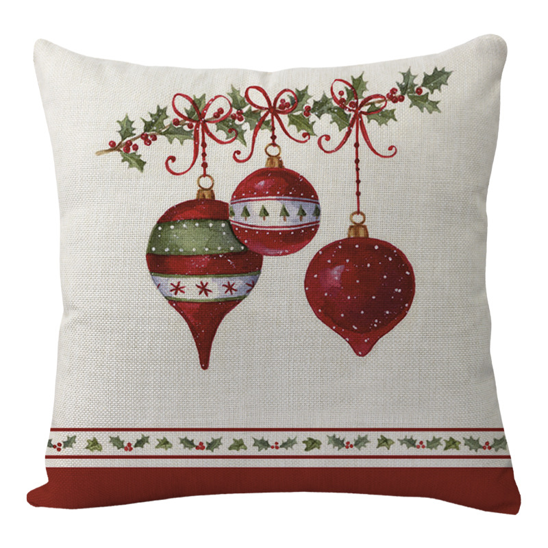 Linen Merry Christmas Pillow Cover Throw Pillowcase Winter Christmas Decorations for Home Tree Deer Sofa Cushion Cover