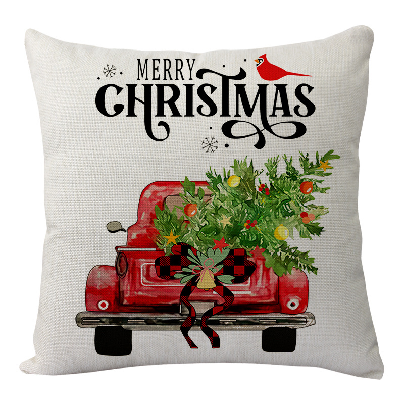 Linen Merry Christmas Pillow Cover Throw Pillowcase Winter Christmas Decorations for Home Tree Deer Sofa Cushion Cover