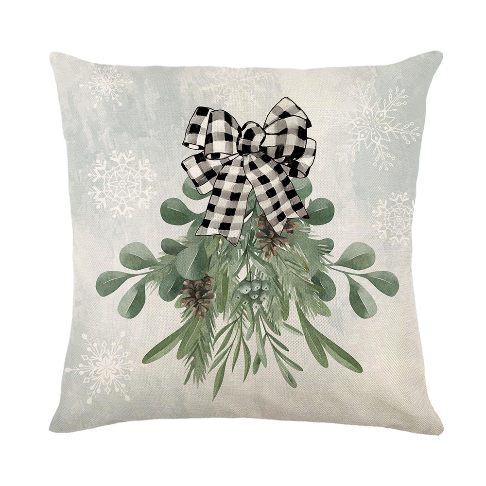 Linen Merry Christmas Pillow Cover Throw Pillowcase Winter Christmas Decorations for Home Tree Deer Sofa Cushion Cover