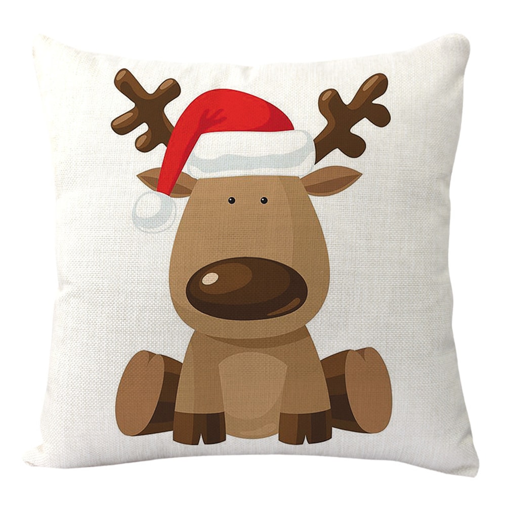 Linen Merry Christmas Pillow Cover Throw Pillowcase Winter Christmas Decorations for Home Tree Deer Sofa Cushion Cover