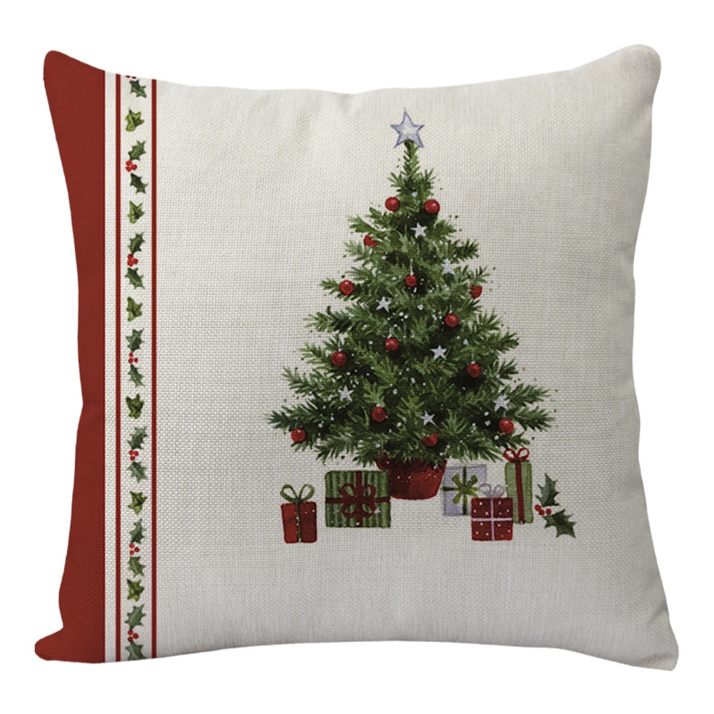 Linen Merry Christmas Pillow Cover Throw Pillowcase Winter Christmas Decorations for Home Tree Deer Sofa Cushion Cover