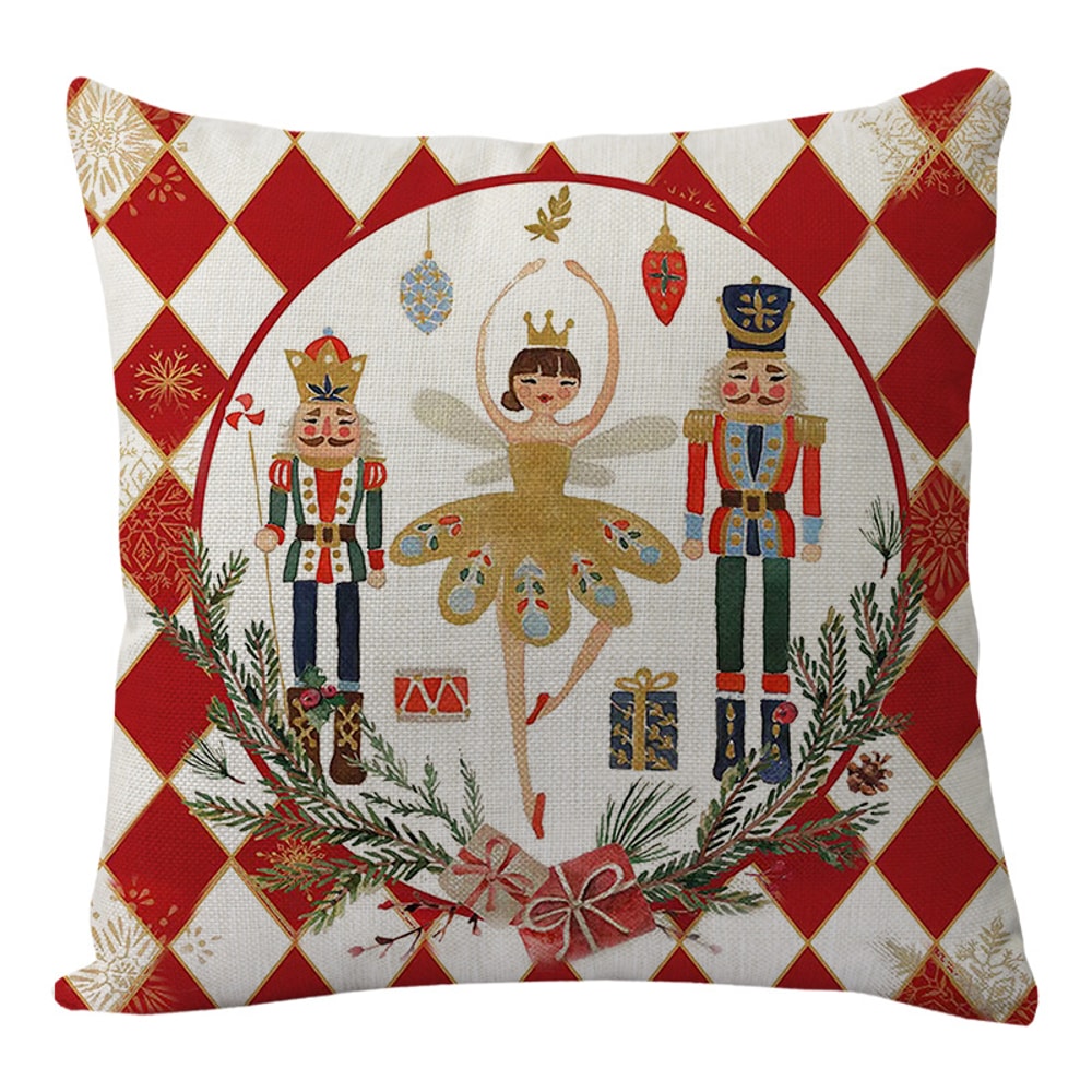 Linen Merry Christmas Pillow Cover Throw Pillowcase Winter Christmas Decorations for Home Tree Deer Sofa Cushion Cover