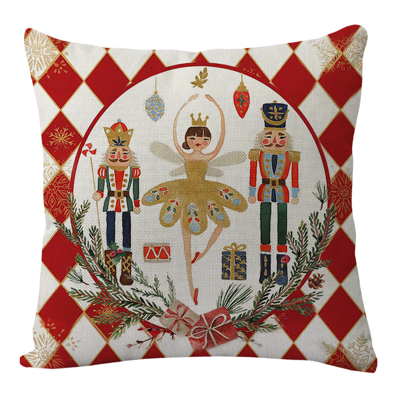 Linen Merry Christmas Pillow Cover Throw Pillowcase Winter Christmas Decorations for Home Tree Deer Sofa Cushion Cover