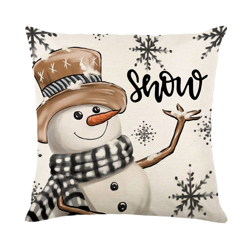 Linen Merry Christmas Pillow Cover Throw Pillowcase Winter Christmas Decorations for Home Tree Deer Sofa Cushion Cover