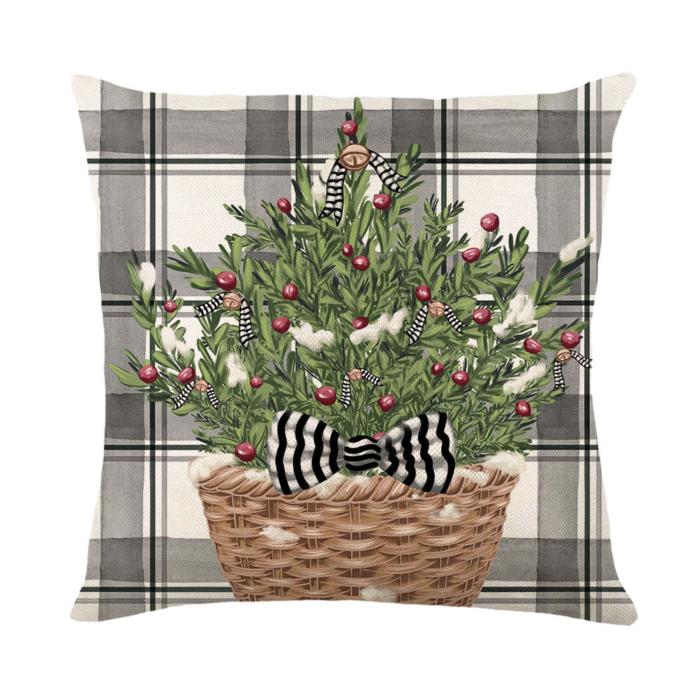 Linen Merry Christmas Pillow Cover Throw Pillowcase Winter Christmas Decorations for Home Tree Deer Sofa Cushion Cover