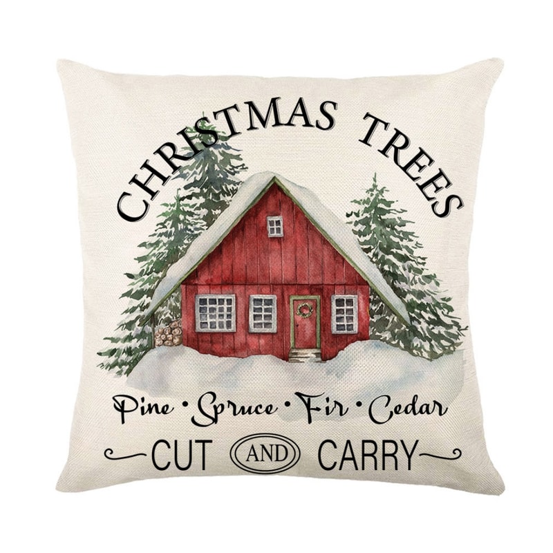 Linen Merry Christmas Pillow Cover Throw Pillowcase Winter Christmas Decorations for Home Tree Deer Sofa Cushion Cover