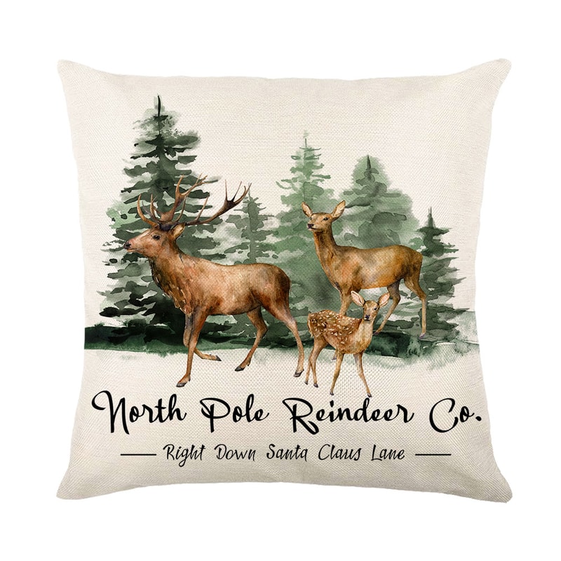 Linen Merry Christmas Pillow Cover Throw Pillowcase Winter Christmas Decorations for Home Tree Deer Sofa Cushion Cover