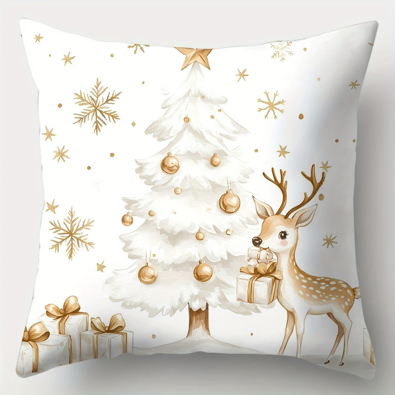 Golden Christmas Series Pillowcase Set Christmas Pillowcase Single Side Print Holiday Christmas Dec 3