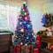 Fiber Optic Artificial Christmas Tree Pre Lit With Multi Color LED Lights Dense Tip Holiday Decor S 5