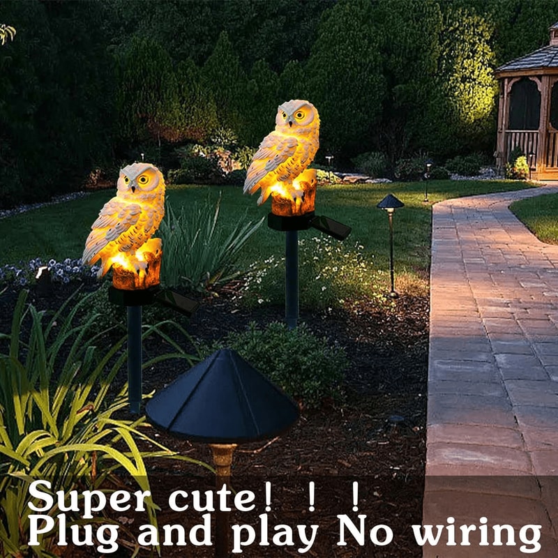 Outdoor Solar Power Led Owl Light Garden Yard Landscape Decor Lamp Waterproof 9