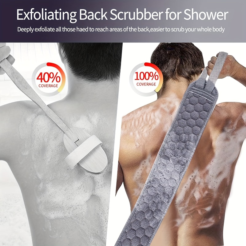 Exfoliating Body Scrubber Set with Back Scrubber Bath Glove and Loofah