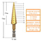 Titanium Coated Step Drill Bit Hex Shank Multi-Size Hole Cutter for Metal, Wood & Plastic