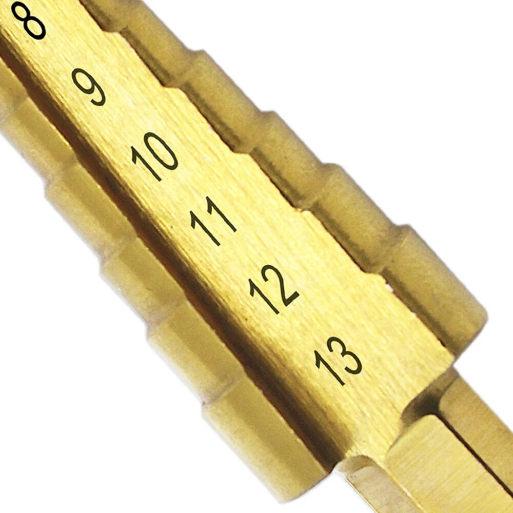 Titanium Coated Step Drill Bit Hex Shank Multi-Size Hole Cutter for Metal, Wood & Plastic