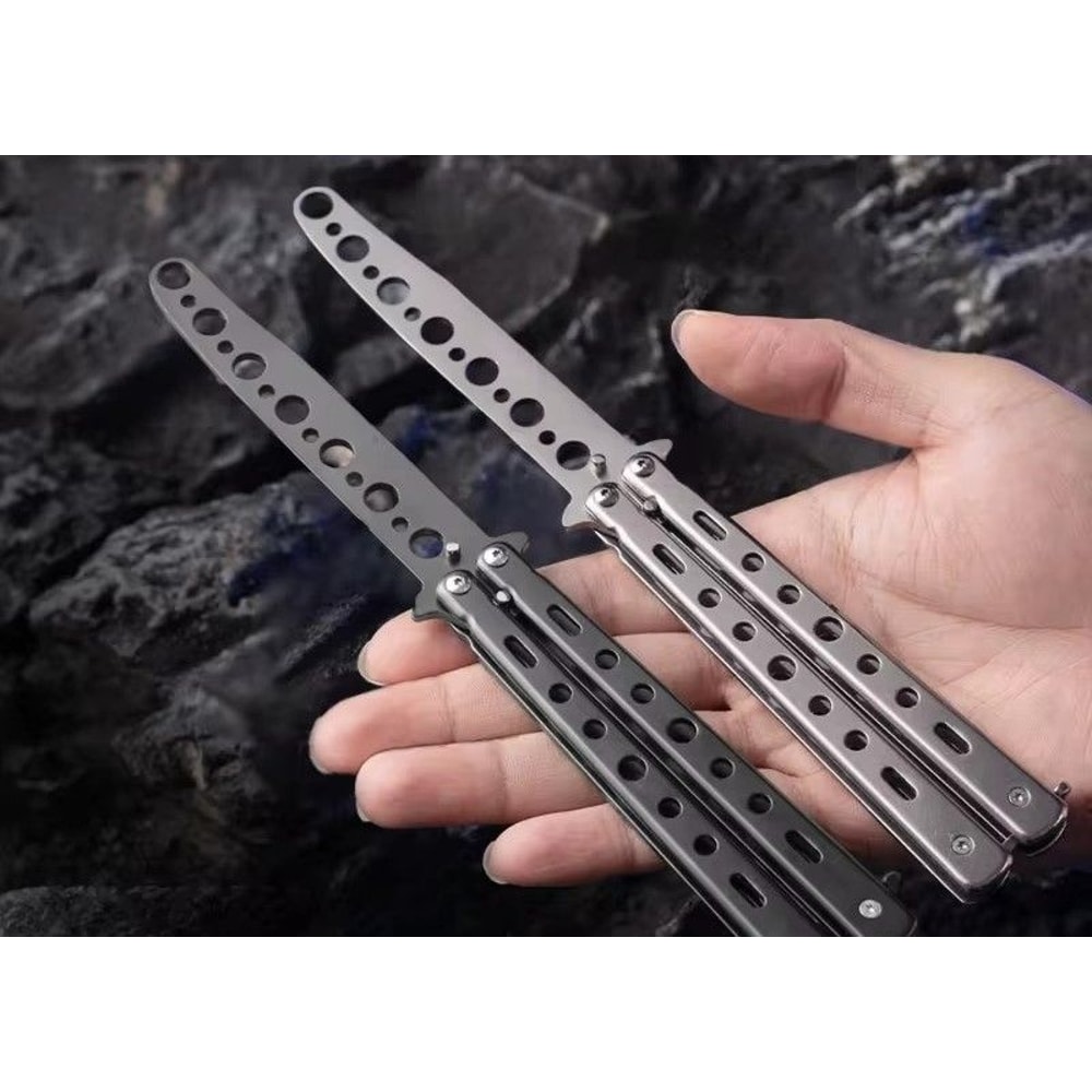 Butterfly Trainer Practice Knife Folding Metal Balisong For Safe Flipping Skills Training 0