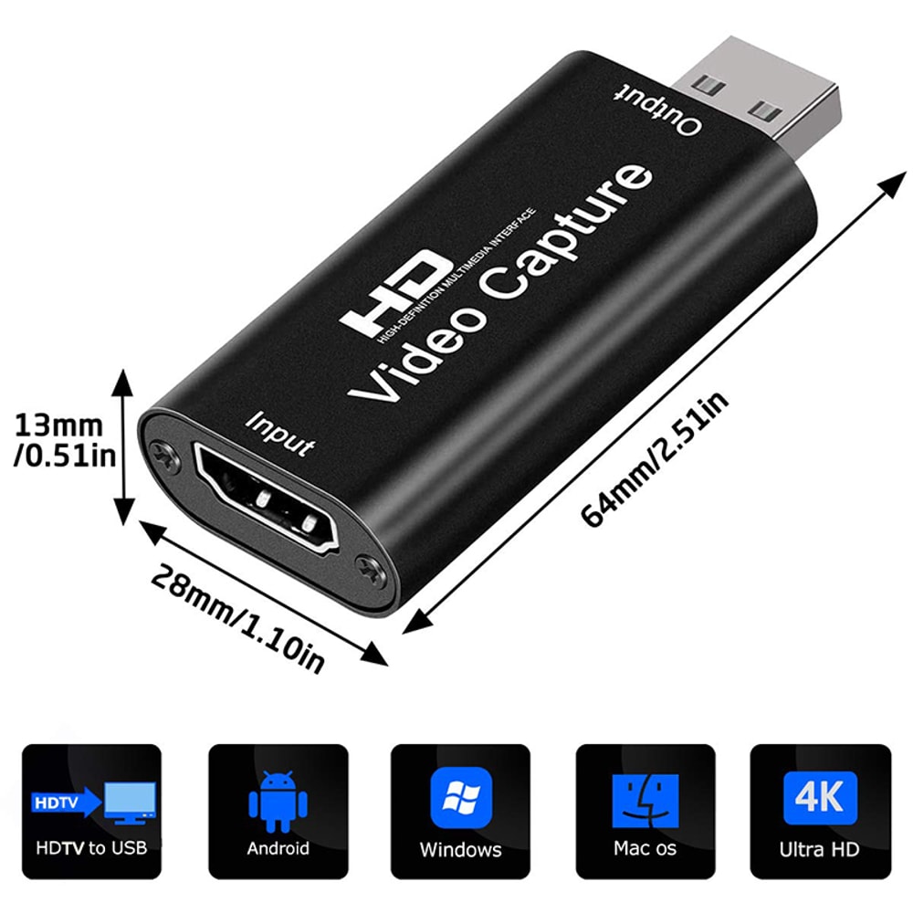 HDMI Capture Card For Streaming Recording USB Video Grabber For Gaming Cameras Live Broadcasts 2