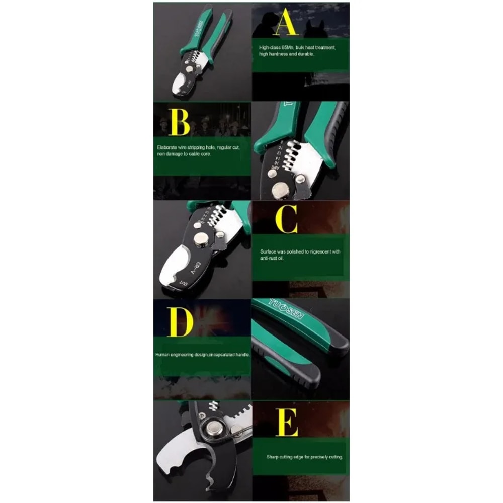 Professional Wire Stripper Tool & Cable Cutter Pliers for Electricians